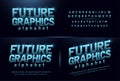 Sport future blue glow modern alphabet fonts. technology typography bold and italic font uppercase and lowercase. vector