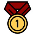 Sport Game Golden Challenge Award. Red Ribbon. Isolated. Olive Branch.