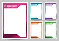 Sport or game player card frame template design