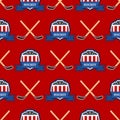 Sport game vector hockey team play tournament label champion emblem league competition seamless pattern background