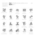 Sport and Games outline vector icons. Basketball, Artistic Gymnastic, Swimming, Baseball, Beach Volleyball, Boxing