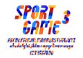 Sport geometric font vector letters alphabet, stylish retro geometric typeface design.