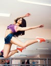 Sport girl jumping Royalty Free Stock Photo