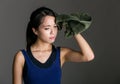 Sport girl wiped by towel Royalty Free Stock Photo