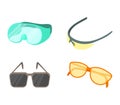 Sport glasses icon set, cartoon style