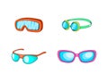 Sport glasses icon set, cartoon style Royalty Free Stock Photo