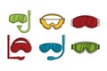 Sport glasses icon set, color outline style Royalty Free Stock Photo