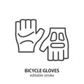 Sport gloves line icon. Bike wear vector illustration. Editable stroke