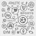 Sport hand draw integrated icons set. Vector sketch
