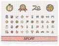 Sport hand drawing line icons.