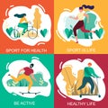 Sport for Health Healthy Life Be Active Banner Set