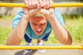 Sport, health and lifestyle concept. Young man sportler is training on the street Royalty Free Stock Photo