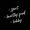 Sport,healthy food and hobby letters Royalty Free Stock Photo