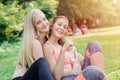 Sport healthy girl friends women happy enjoy together at the park outdoor holiday