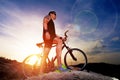 Sport and healthy life.Mountain bike and landscape background Royalty Free Stock Photo
