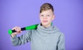 Sport and hobby. Teenager boy likes baseball. Active leisure and lifestyle. Healthy childhood. Enjoy active game. Join Royalty Free Stock Photo