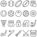 Sport icon illustration vector set. Contains such icon as Football, Soccer, Bowling, Golf, Volleyball , Billiards, Hockey, Basketb Royalty Free Stock Photo