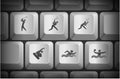 Sport Icons on Computer Keyboard Buttons