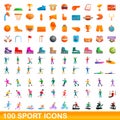100 sport icons set, cartoon style Royalty Free Stock Photo