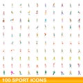 100 sport icons set, cartoon style Royalty Free Stock Photo