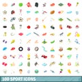 100 sport icons set, cartoon style Royalty Free Stock Photo
