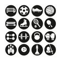 Sport icons set, illustration. Sport equipment.