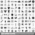 100 sport icons set in simple style Royalty Free Stock Photo