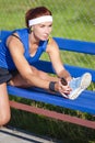 Sport Ideas. Portrait of Concentrated Caucasian Sportswoman