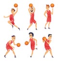 Sport illustrations. Characters set of basketball team