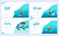 Sport information brochure card set. Extreme on nature template of flyear, web banner, ui header, enter site. Layout