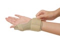 Sport injury, wrist with brace support