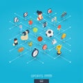 Sport integrated 3d web icons. Digital network isometric concept.