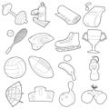 Sport items icons set, outline style Royalty Free Stock Photo