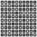 100 sport journalist icons set black Royalty Free Stock Photo