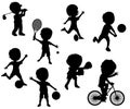 Sport Kids Silhouettes Set Royalty Free Stock Photo