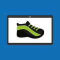 Sport laptop app concept sneaker run Royalty Free Stock Photo