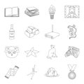 Sport, library, education and other web icon in outline style. animal, finance, medicine icons in set collection.