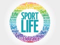 Sport Life circle stamp word cloud Royalty Free Stock Photo
