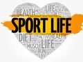 Sport Life heart word cloud Royalty Free Stock Photo