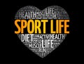 Sport Life heart word cloud, fitness, sport Royalty Free Stock Photo