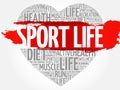 Sport Life heart word cloud Royalty Free Stock Photo