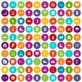 100 sport life icons set color Royalty Free Stock Photo