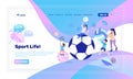 Sport Life Landing Page with Happy Active Family