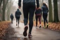 sport life people jogging in a autumn park generative ai