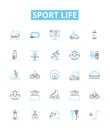 Sport life vector line icons set. sports, life, soccer, basketball, football, hockey, baseball illustration outline