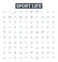 Sport life vector line icons set. sports, life, soccer, basketball, football, hockey, baseball illustration outline