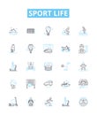 Sport life vector line icons set. sports, life, soccer, basketball, football, hockey, baseball illustration outline