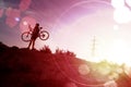 Sport and lifestyle.Mountain bike and landscape background Royalty Free Stock Photo