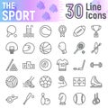 Sport line icon set, fitness symbols collection, vector sketches, logo illustrations, game signs linear pictograms Royalty Free Stock Photo