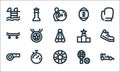 sport line icons. linear set. quality vector line set such as racing car, football, whistle, tennis, chronometer, skateboard,